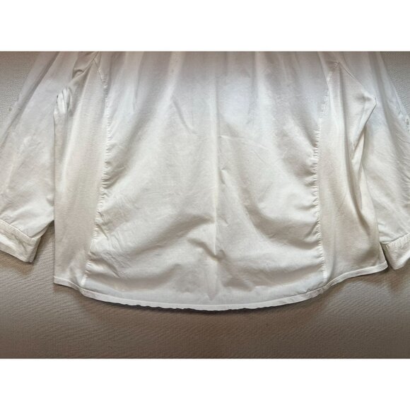 Croft & Borrow Women's Embroidered Button Down Shirt Long Sleeve Size XXL White - Picture 11 of 11